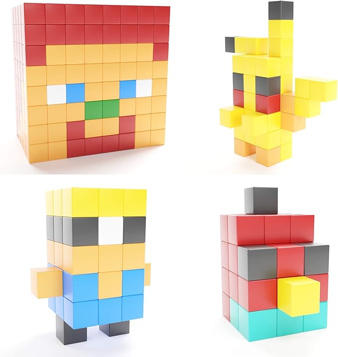 Magnetic Blocks, Magnetic Cubes Educational Toys, Original Award Winning Magnetic Building Blocks for Kids, 100 Pieces Rainbow Color Autism Toys Magic Cube Sensory Toys for Kids