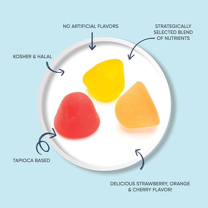 LIVS Children's Multivitamin Gummy Vitamin - Kids Multivitamin Gummies, All-Natural, Gluten-Free, Non-GMO, Multivitamin for Kids - Strawberry, Orange, & Cherry Flavored, 50 Count