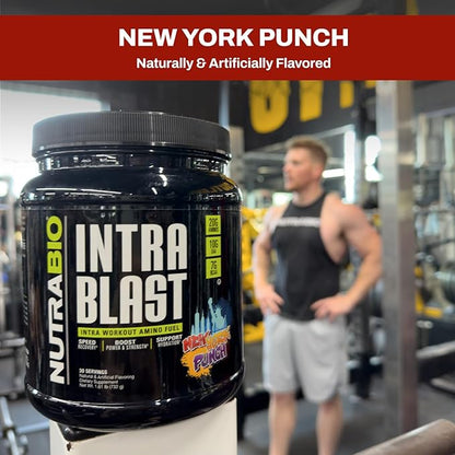 NutraBio Intra Blast BCAA EAA Electrolyte and Hydration Powder - Amino Acid Supplement, EAA/BCAA Powder - Non-GMO and Gluten Free - New York Punch - 30 Servings