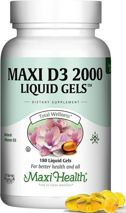 Kosher Vitamin D3 2000IU - Highly Absorbable Vitamin D Supplements for Healthy Immune Response, Calcium Absorption, Teeth & Bone Health - Vit D3 Vitamin 2000 IU - Vitamin D 3 - 180 Liquid Gels