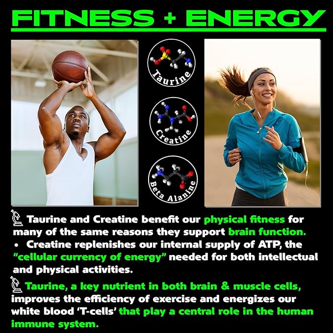 Vegan Brain & Body Boost: The Cherry On Top of A Plant-Based Lifestyle | Working Intelligence | Anti-Aging | Physical Fitness | Vegan Amino Acids - Creatine, Taurine & Beta Alanine | 40 Servings/300g