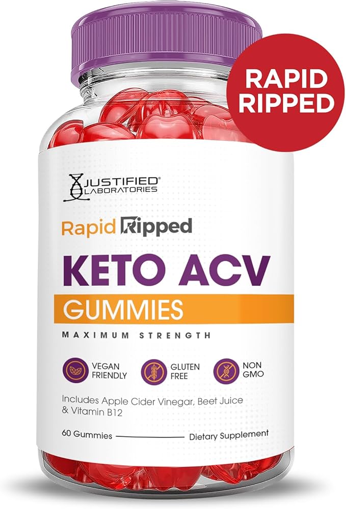 Rapid Ripped Keto ACV Gummies Advanced Formula 1000MG Rapidripped Keto Gummies Apple Cider Vinegar Formulated with Pomegranate Beet Juice Powder B12 Vegan Non GMO 60 Gummys