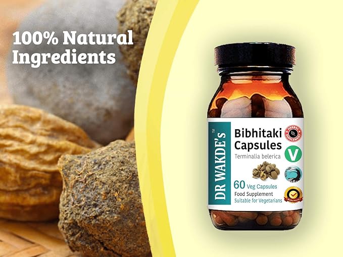 DR WAKDE'S Bibhitaki Capsules (Beheda, Terminalia belerica, 60 Veg Caps, Plant-Based Supplement, Ayurvedic Herb, All Natural, Vegan)