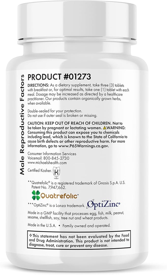MICHAEL'S Health Naturopathic Programs Male & Female Reproductive Factors Couples' Pack - 60 Vegetarian Tablets Per Bottle - Nutrients for Conception Support - 20 Servings Per Bottle