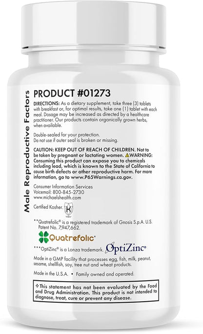 MICHAEL'S Health Naturopathic Programs Male & Female Reproductive Factors Couples' Pack - 60 Vegetarian Tablets Per Bottle - Nutrients for Conception Support - 20 Servings Per Bottle