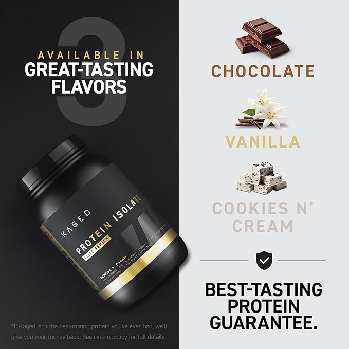 Kaged Protein Powder Elite: 100% Isolate Blend Whey, Casein, and Milk Protein Blend for Recovery and Muscle Building | Vanilla | 2lbs