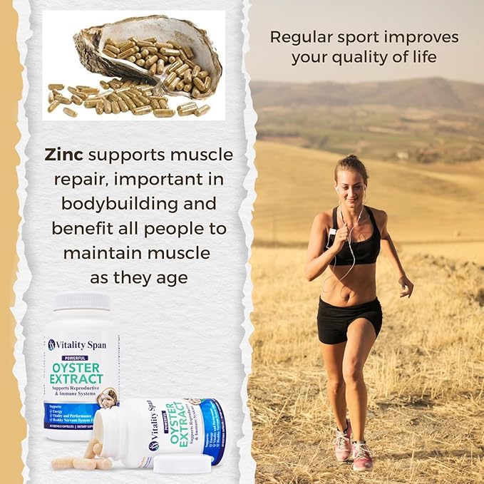 Oyster Extract - Pure, Highly Concentrated Supplement for Men & Women – Supports Energy & Immune Boost; Zinc, Taurine, Amino Acids, and Vitamins, 500 mg, 60 Veg Capsules, Made in USA