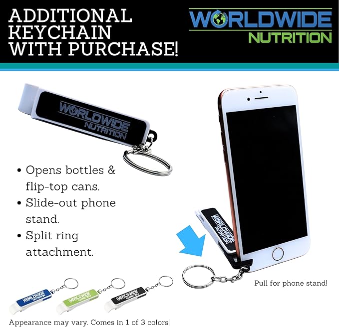 Worldwide Nutrition Bundle: Black Magic Multi-Source Protein Powder Whey, Egg Albumin Enzymes, Micellar Casein & MCTs Muscle Mass Gaining Cinnamon Toast Flavor - 2 LB & Multi-Purpose Keychain