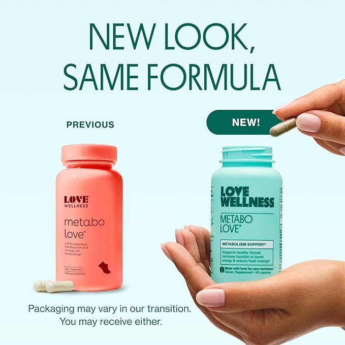 Love Wellness Metabolove | Metabolism Booster for Women Supplement | Combat Cravings & Boost Energy Supplement | Cortisol & Thyroid Support for Women | Stimulant Free, Vegan & Gluten-Free | 60 Count