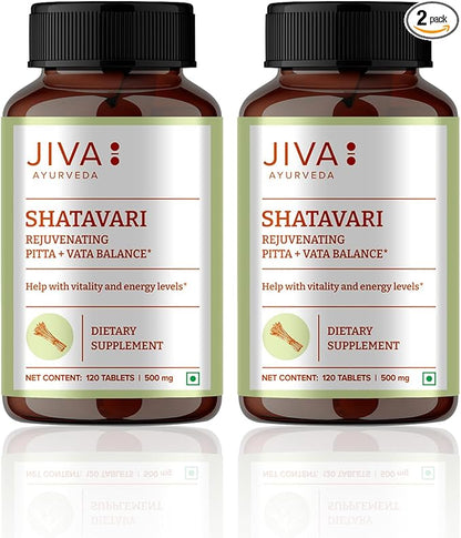 JIVA Shatavari Tablets 500mg | 100% Pure & Natural Supplement for Men & Women - 120 Tablets (2)