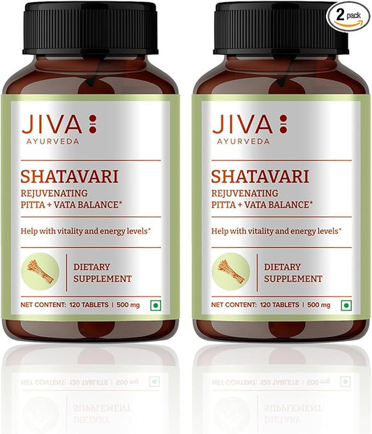 JIVA Shatavari Tablets 500mg | 100% Pure & Natural Supplement for Men & Women - 120 Tablets (2)