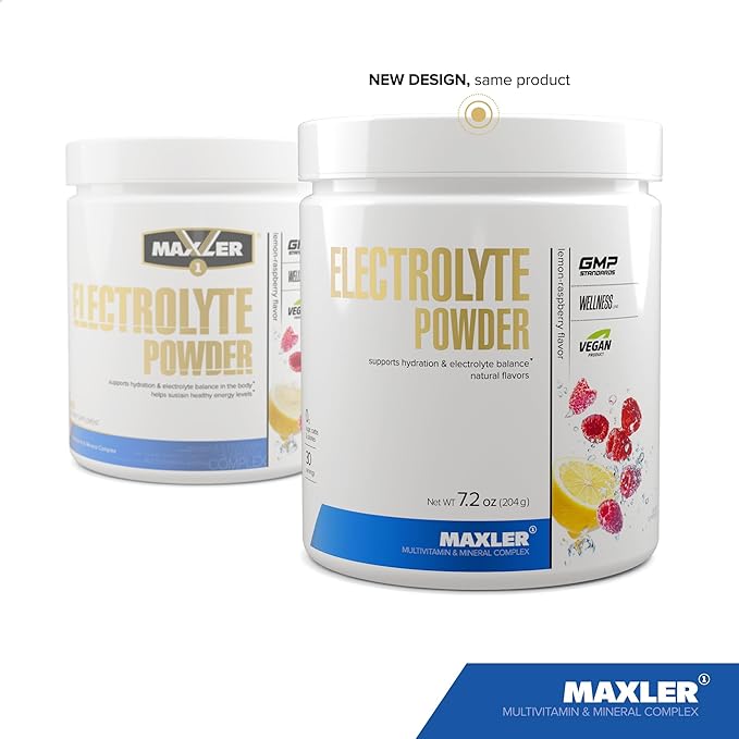 Maxler Electrolyte Powder - Hydration Powder Electrolyte Drink Mix with Trace Mineral Complex - Keto Electrolytes Powder with Natural Flavors and Sweeteners - 30 Servings - Lemon-Raspberry