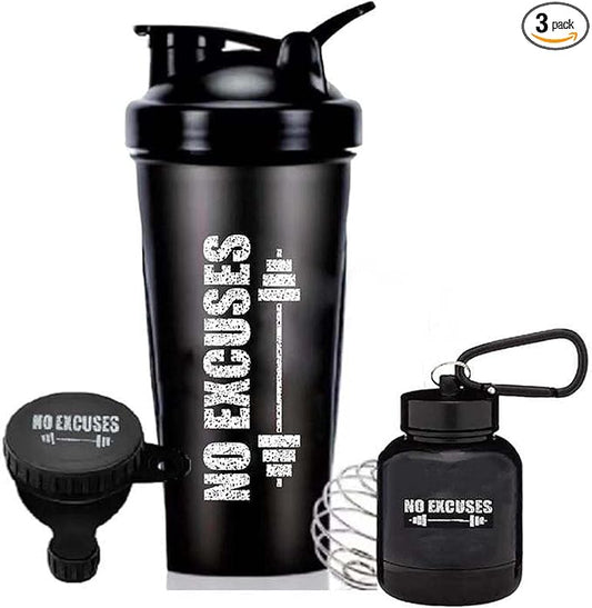 Protein Shaker Bottle, Shaker Bottles For Protein Mixes; Pre Workout With Protein Powder Container To Go, Protein Powder Travel Container & Gym Keychain Container Included.