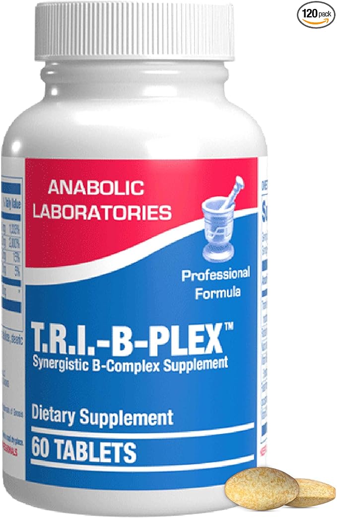 Time Release Super Vitamin B Complex - 120 Tablets for Heart, Brain, Eyes, Digestion and Prenatal Health - Complete B Complex Vitamins for Men and Women - T.R.I. B Plex Multivitamin