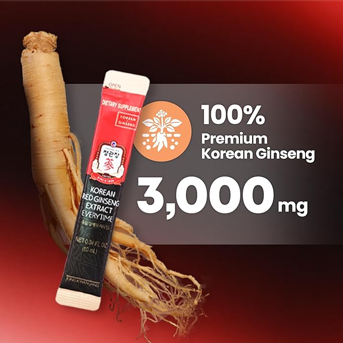 CheongKwanJang Korean Red Ginseng Extract Everytime 3000mg | Sugar Free Energy Supplement, Ginseng Tea, Ginseng Supplement, Korean Food | Energy Boost,Stamina | 30 Count