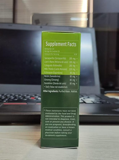 Polypodium Leucotomos Immunity & Detox Herbal Drop: Extracts from 8 Herbs, Boost Immunity, Supports Brain Health, Detoxification & Cleansing, 2 fl oz