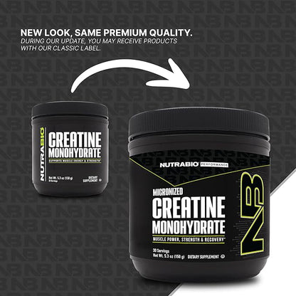 NutraBio Pure Creatine Monohydrate Powder Supplement, Unflavored, (150 g) - Supports Bulk Muscle Energy, Recovery, and Strength - HPLC Tested Pure Grade Creatine Powder Supplement for Men and Women