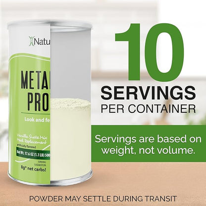 NaturalSlim Metabolic Whey Protein Powder Vanilla – Low Carb, Meal Replacement Shake w/Vitamins, Minerals & Amino Acid L-Glutamine | Great Taste and Very Filling Protein Shake, 10 Servings, 17.6oz