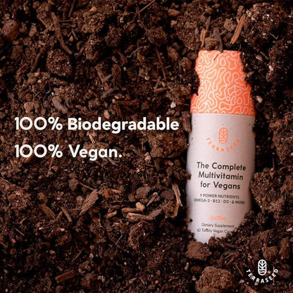 Complete Vegan Multivitamin with Iron, Omega 3, Vitamin D3, Folate, Zinc, Vitamin B12, & More - 100% Sustainable Vegan Vitamins - Non-GMO, Gluten Free, Made in The USA (30 Day Supply)