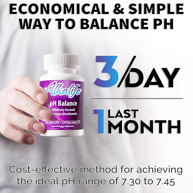 Alkalife pH Balance Tablets | The First Patented Tablets That Neutralize Acid & Balance pH for Immune Support, Peak Performance, Detox, Overall Wellness – 90 Tablets
