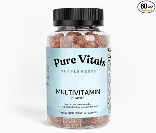 Pure Vitals Multivitamin Gummies - 60 Strawberry Flavored Bears, Convenient Dietary Supplement for Overall Wellness & Immune System