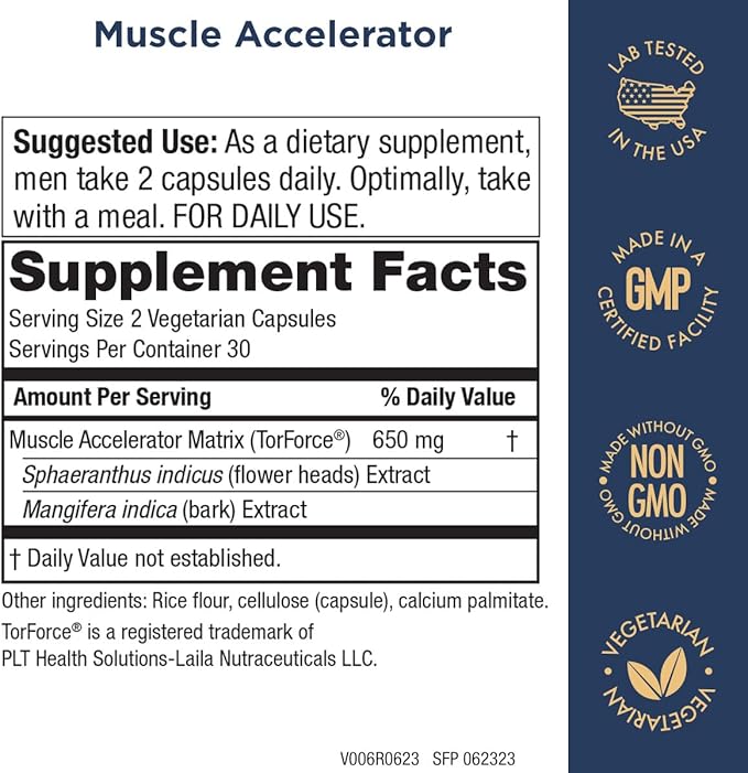 Purity Products Muscle Accelerator 650 mg Patented & Clinically Tested Muscle Accelerator Blend of Ayurvedic Herbal Extracts Promotes Strength, Endurance + Muscle Growth - 60 Veg Caps (3)