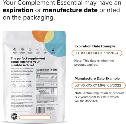 Complement 2 Month Supply Vegan Multivitamins for Women & Men (180 Capsules) Omega 3 DHA+EPA, Vitamin B12, Vitamin D3 K2, Zinc, Selenium, Magnesium, Iodine Supplement- Made in USA, 60 Servings