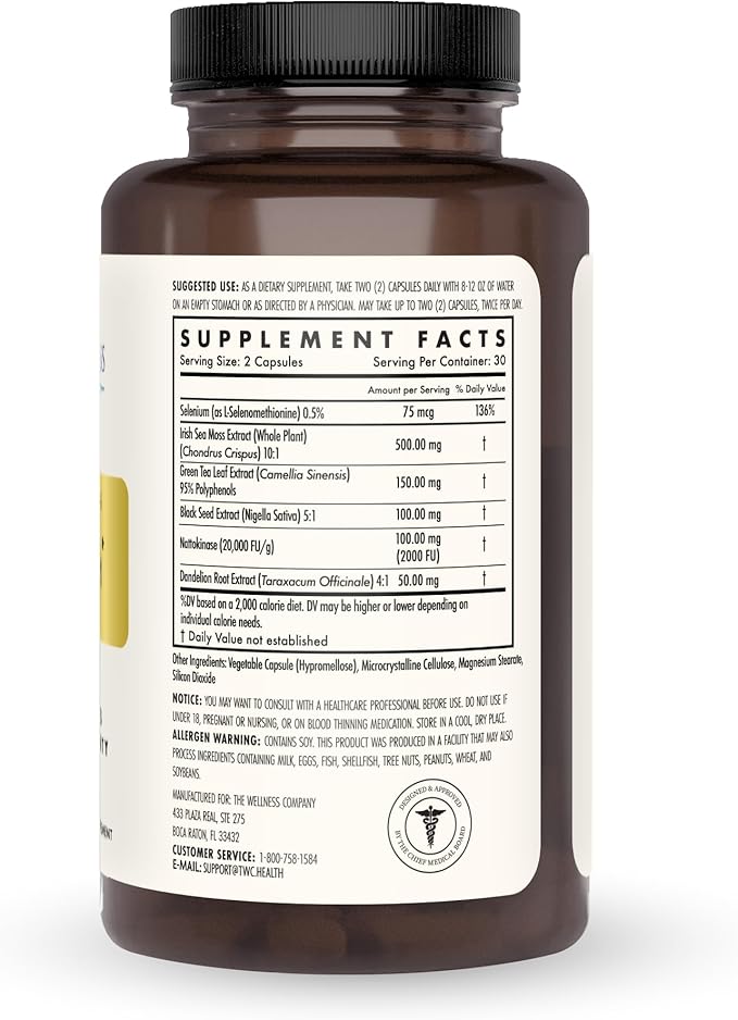 The Wellness Company Spike Support | 60 ct (1 Month Supply) | with Nattokinase, A Proteolytic Enzyme for Fibrinolytic (Anti-Clotting) | Non-GMO, Vegan, Gluten Free | for Year-Round Immune Support