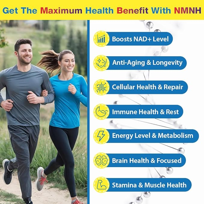 NMNH (Dihydronicotinamide Mononucleotide) 500mg Per Serving, NMNH NAD Supplement to Boost NAD+ Levels As We Age, NAD Plus Supplement for Anti Aging, Energy, Immune, Focus, Pure Organic - 240 Capsules