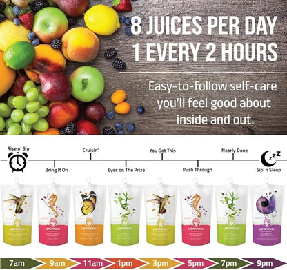 LEMONKIND 3-Day CORE Nutrient-Dense Cleanse: Detox, Boost Energy, Manage Weight, Break Bad Habits - Plant-Based, Non-GMO, Gluten-Free, Pressed, No Concentrates - 24 juices.