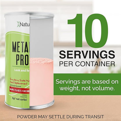 NaturalSlim Metabolic Whey Protein Powder Strawberry – Low Carb, Meal Replacement Shake w/Vitamins, Minerals & Amino Acid L-Glutamine | Great Taste And Very Filling Protein Shake, 10 Servings, 17.6oz