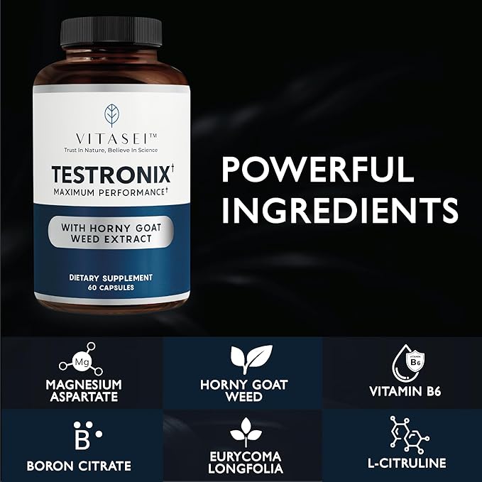 Testronix Performance Supplement for Men - Energy and Muscle Supplements for Mens Health - 60 Capsules