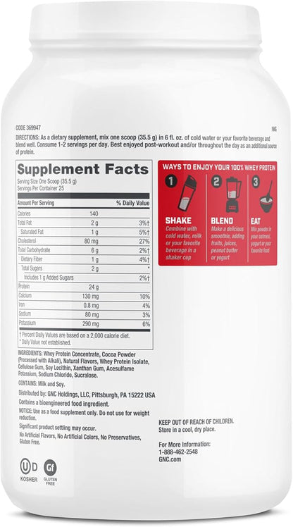 GNC Pro Performance 100% Whey Protein Powder | Supports Healthy Metabolism and Lean Muscle Recovery | Chocolate Supreme | 25 Servings