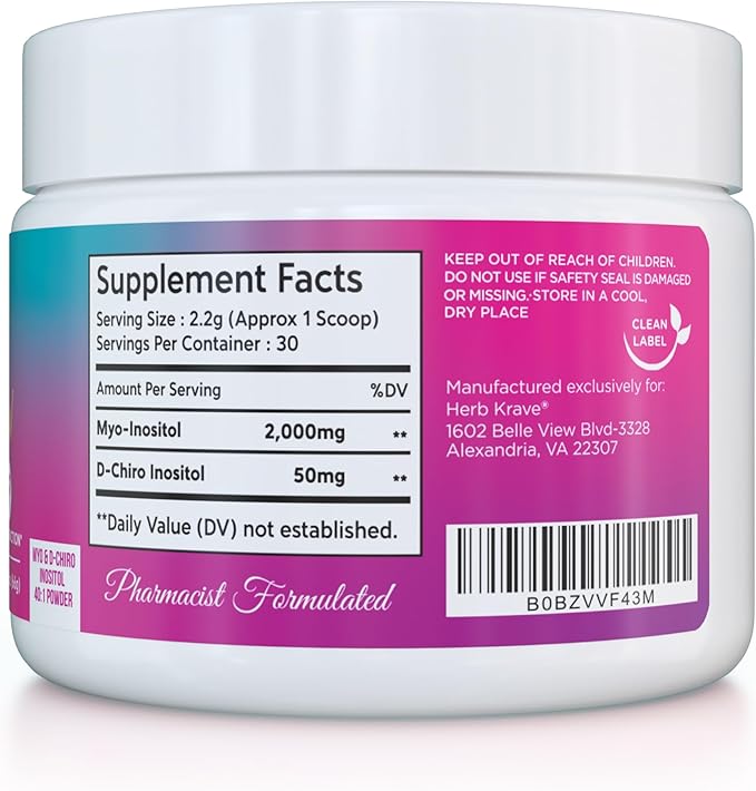 Cyster Glow Premium Myo-Inositol and D-Chiro Inositol Powder PCOS Supplement for Women -Ideal 40:1 Ratio-Hormone Balance, Fertility, Healthy Ovarian Function -Vitamin B8-30 Day Supply