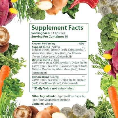 Fruits and Veggies Supplement - 90 Fruit and 90 Veggies Capsules (2 Pack) - 100% Whole Natural Superfood - Filled with Vitamins and Minerals - Supports Energy Levels - Made