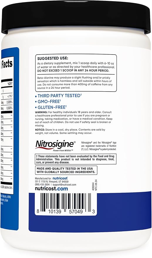 Nutricost Pre-C Pre-Workout Complex with Creatine (Blue Rasberry | 30 Servings) Powder - Boost Fintess Routines, 450g