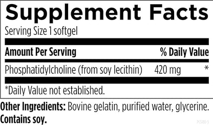 Designs for Health Phosphatidylcholine Softgels - Phosphatidyl Choline Supplement from Soy Lecithin to Support Liver + Brain Health (180 Softgels)