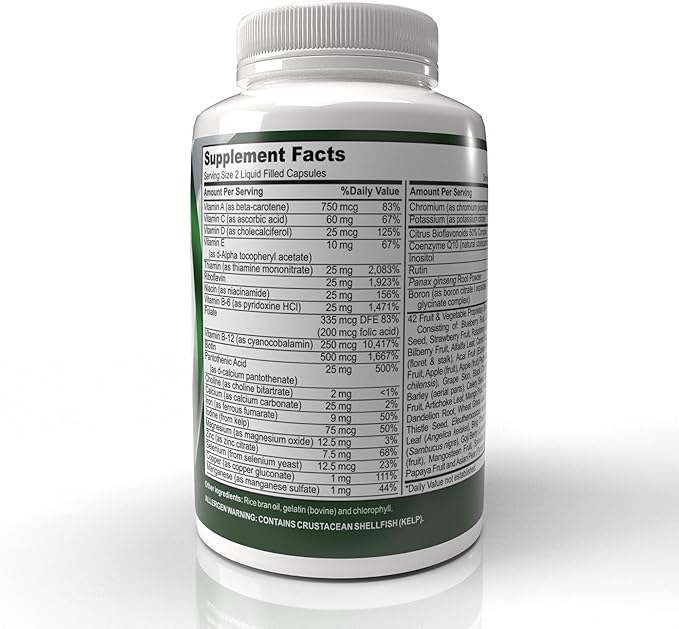 MultiVitaGel Liquid Filled Gel Caps, Vitamins Plus 42 Fruits & Veggies Blend, Optimum Nutrition Delivery