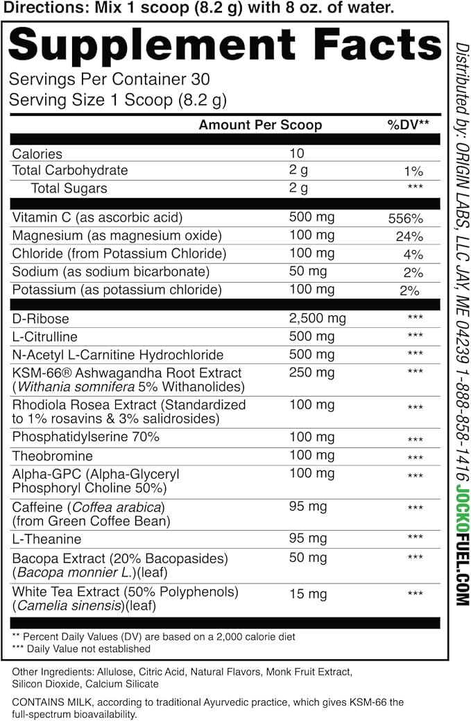 Jocko Fuel Pre Workout Powder with L-Citrulline, Nootropic & Caffeine for Endurance & Stamina - Keto, Sugar Free Blend for Distance Running, Cycling, Jiu Jitsu - 30 Servings (Watermelon)