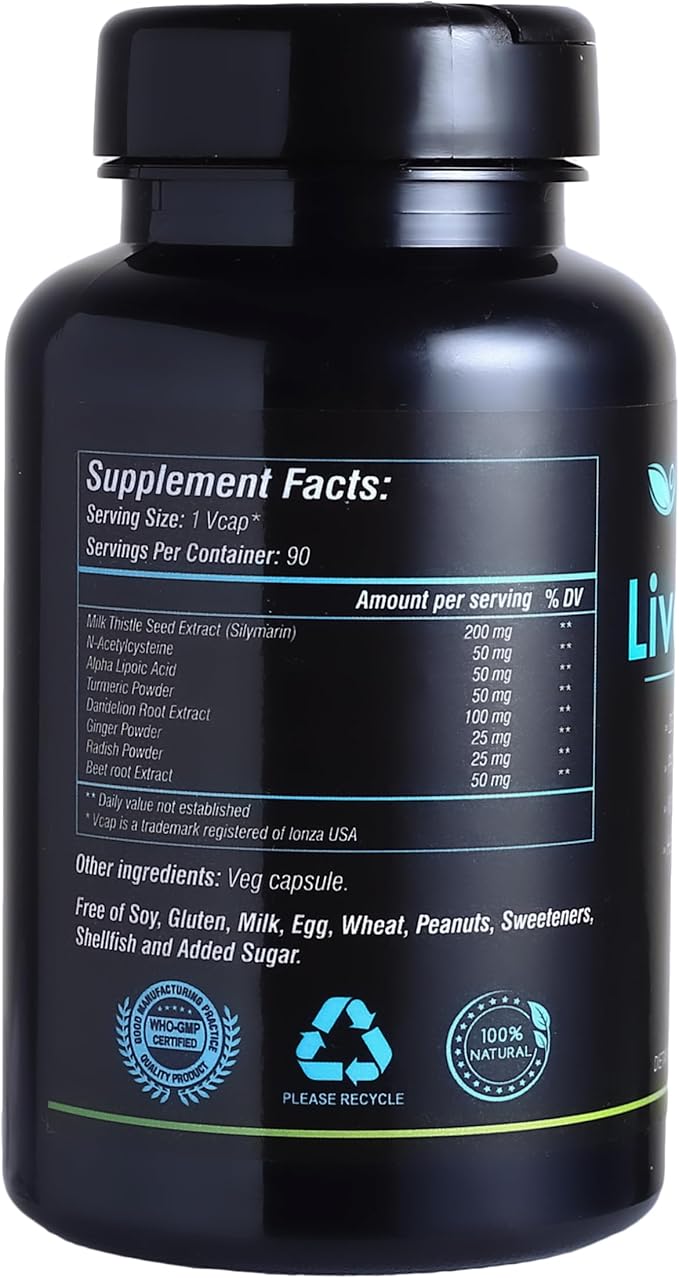 Liver Detox 90 Veggie Capsules, Dietary Supplement for Healthy System, Vitamin Capsules for Men, Women and Adults, Multivitamins Capsules, Vitamin Supplements.