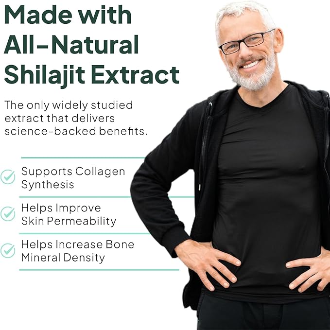 One-Per-Day Shilajit for Men and Women - Natural Shilajit Supplement for Age-Defying, Bone Strength, Hormone Support and More - 30 Shilajit Capsules