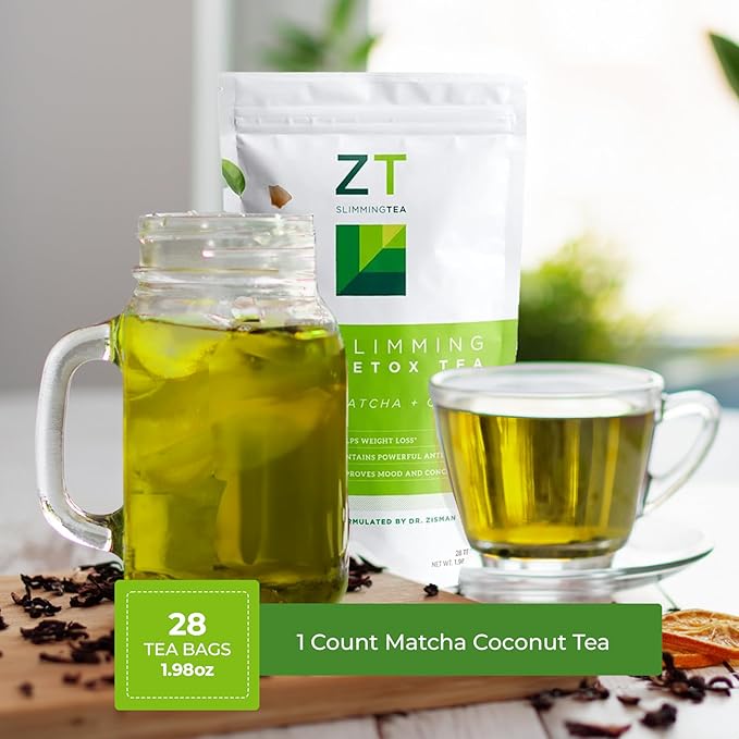 Dr. Zisman ZT Slimming - Matcha-Coconut Detox Blend, Weight Management Tea with Antioxidant Effects, Enhances Mood and Improves Concentration (28 Tea Bags)