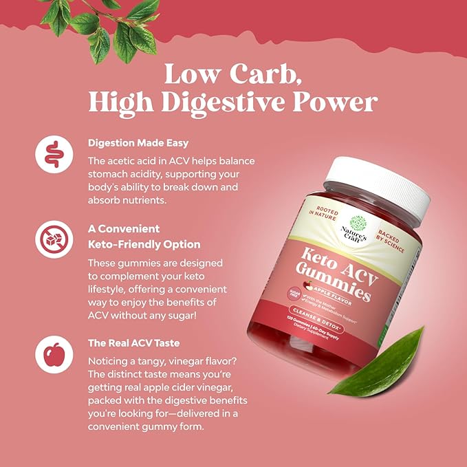 Extra Strength Keto ACV Gummies - Vegan Keto Apple Cider Vinegar Gummies Sugar Free and Delicious for Slimming Cleanse and Detox Goals - Non GMO Apple Cider Vinegar Gummies with The Mother (2 Months)