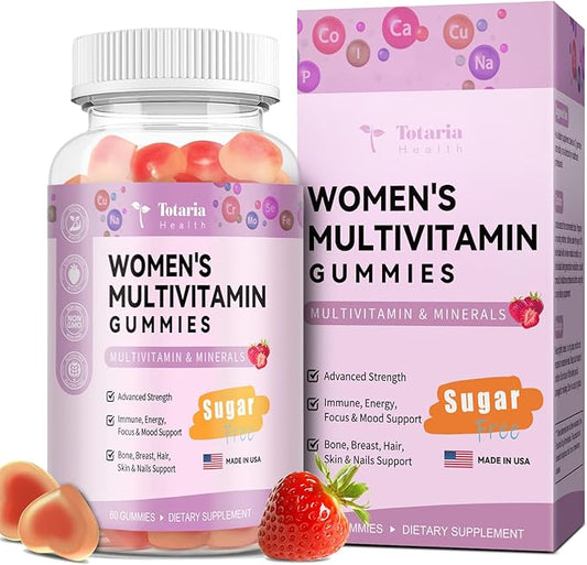 Sugar Free Multivitamin Gummies for Women 14+ w/Inositol, Iron, Folate, Biotin, Calcium, Zinc & More Complex for Women, 60 Gummies