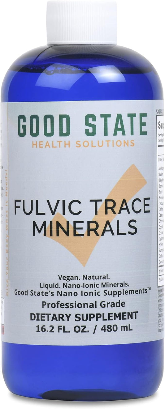 Good State | Liquid Ionic Trace Minerals Blend with Fulvic Acid for Optimal Absorption | Trace Mineral Drops for Water for Essential Overall Health Support | 96 Servings at 125 Mg | 16 Fl oz Bottle