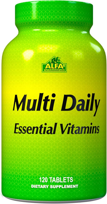 ALFA VITAMINS Multi Daily Vitamins Essential Vitamins to Support The Immune System and Promote a Healthy Lifestyle - 120 Tablets