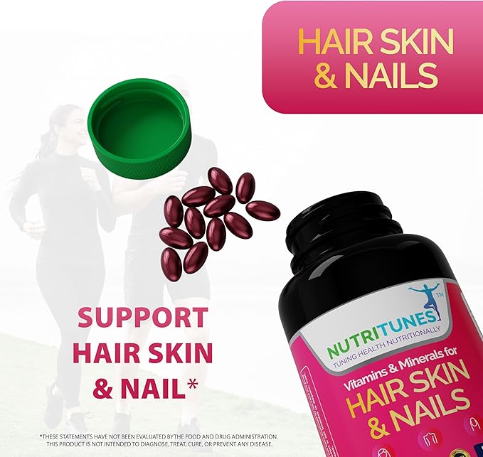 Hair, Skin, & Nails Multivitamins & Minerals - Biotin, Folate, Vitamin C, D3, E B-6 & B-12 Supports Hair, Skin, & Nail Health - Non-GMO, GMP-Certified (120 Softgel Capsules)