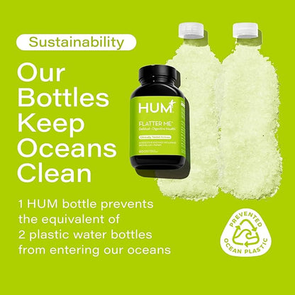 HUM Flatter Me Digestive Enzymes Bloating Supplement - Fast-Acting Bloat Relief for Digestive Health & Debloating Multi Enzyme | Bloat Pills, Anti Bloat Pills, Vegan 60 Servings