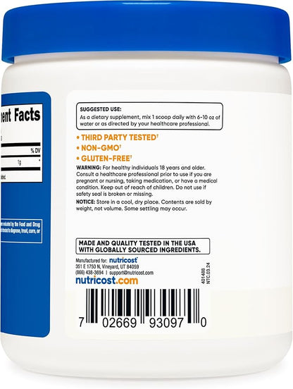Nutricost Acetyl L-Carnitine (ALCAR) 250 Grams Powder - 1G Per Serving - 250 Servings