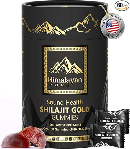 Pure Himalayan Shilajit Gummies Gold I Lab Tested I No Added Sugar I Ashwagandha, Gokshura| Fulvic Acid & 85+ Trace Minerals I for Men, Women I Non-GMO I 100% Natural & Organic I 60 Gummy